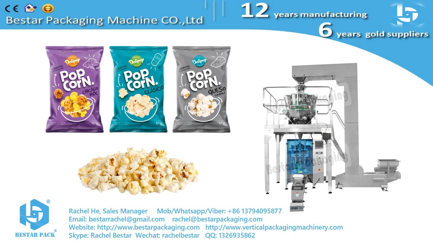 China Bestar popcorn packing machine hot sales snacks packaging machine with automatic weighing factory