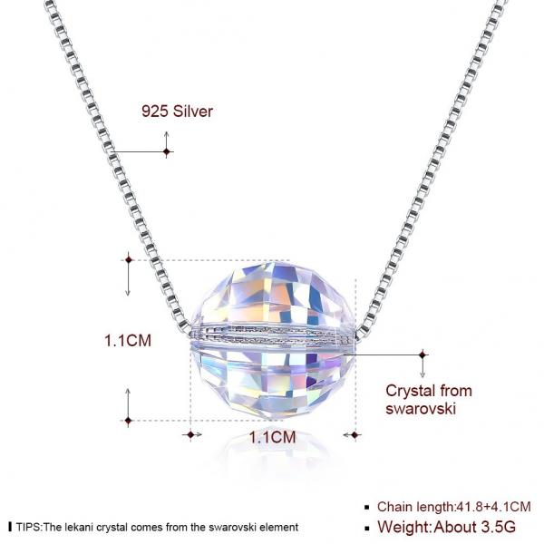 Quality 3.5g 17in Sterling Silver Jewelry Necklaces 8mm Ball Aurora Crystal Diamond for sale