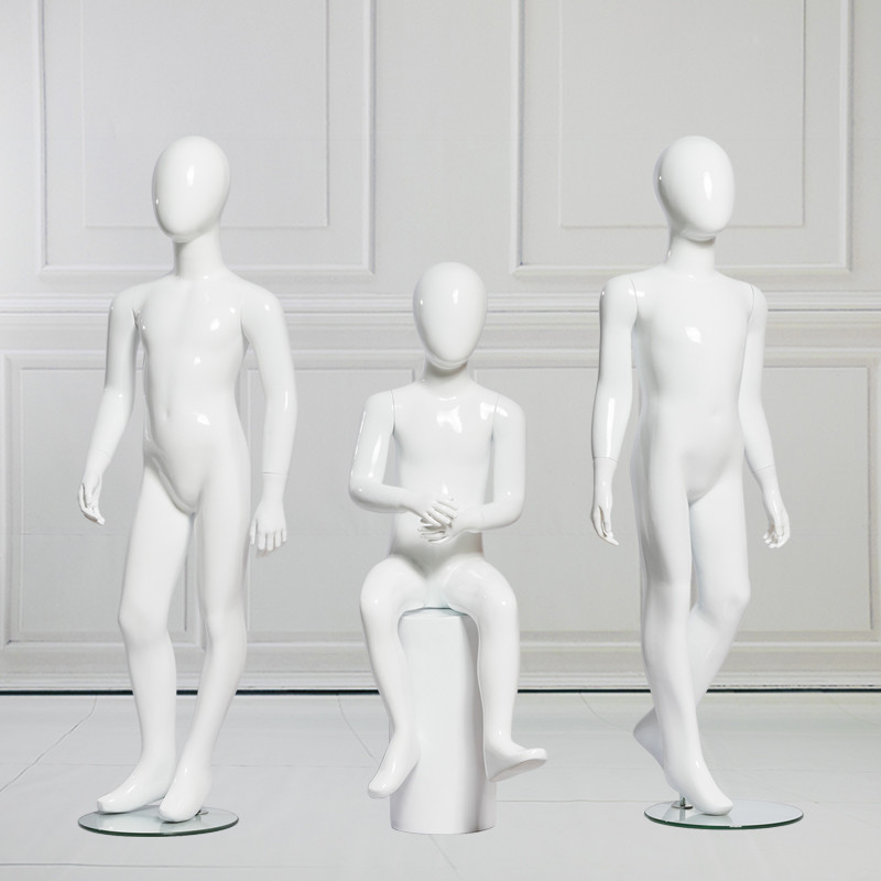 China White Full Body Child Mannequin FRP For Clothing Display Show Window factory