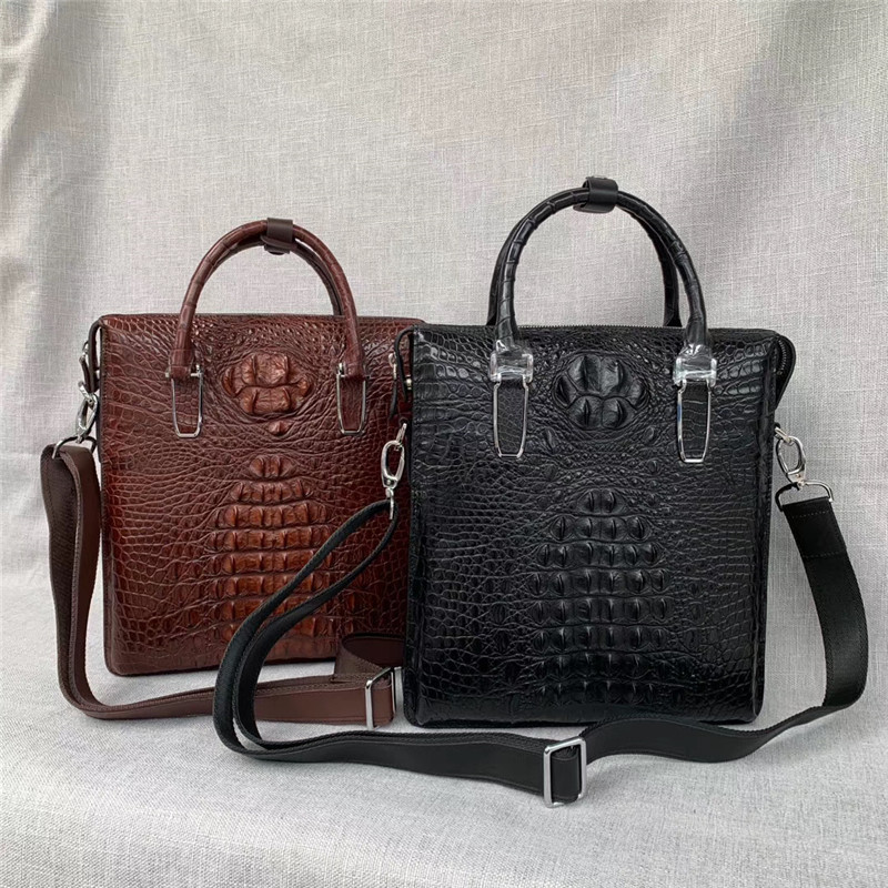 China Exotic Genuine Real Crocodile Skin Men's Working Handbag Authentic Alligator Leather Laptop Briefcase For Male factory