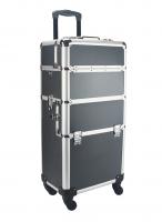 China Aluminum Rolling Makeup Cases, Aluminum Trolley Makup Cases With Tray factory