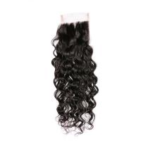 Quality Malaysian Water Wave Swiss Lace Closure Free Parting Natural Color No Shedding for sale