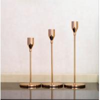 China Wholesale simple 3 piece set rose gold metal candlestick holder for home wedding decoration factory