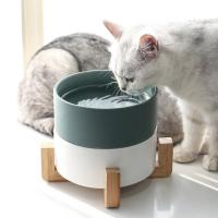Quality Rounded Marble Ceramic Pet Bowl With Elevated Stand Japan Style Printed for sale
