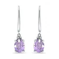 Quality 2.46 Ct. T.W. And 1/10 Ct. T.W. CZ Amethyst Leverback Earrings In Sterling for sale