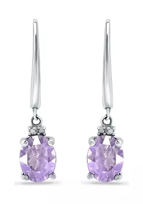 Quality 2.46 Ct. T.W. And 1/10 Ct. T.W. CZ Amethyst Leverback Earrings In Sterling Silver for sale