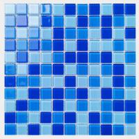 China 300x300mm Crystal Glass Mosaic Floor Wall Tile For Bathroom Swimming Pool Kitchen Backsplash factory
