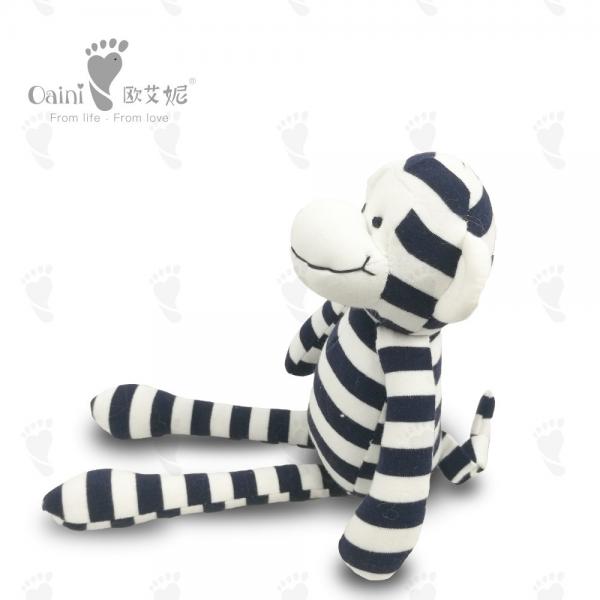 Quality 32cm 100 Cotton Stuffed Animals Black White Stripe Zebra Plush Toy Monkey Mascot for sale