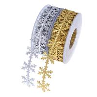 China 25mm Ultrasonic Snow Ribbon For Christmas Tree Silver Gold Color factory
