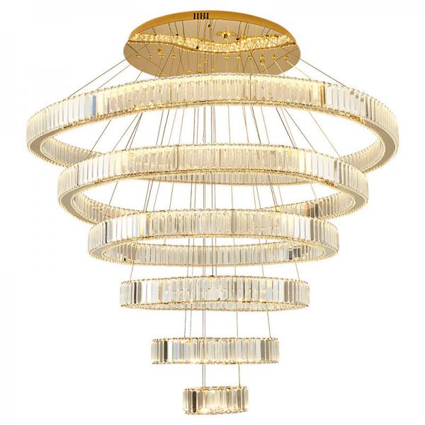 Quality Multilayer High End Foyer Large Lobby Chandeliers Vertical Ring Pendant Light Rustproof for sale