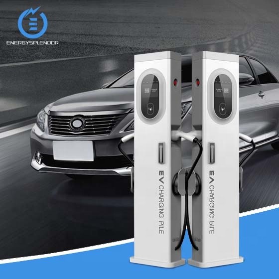 Quality Floor Mounted 44kW 22kw 3 Phase Car Charger Type 1 Type 2 Dual Gun OCPP1.6 for sale