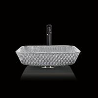 China Shinning Square Countertop Bathroom Sink Chromed Electroplated Coloured Wash Hand Basins factory