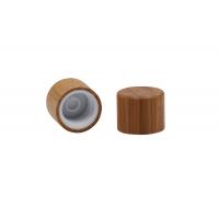 China 18 / 410 Plastic Screw Caps With Bamboo Covered For Essential Oil Bamboo Screw Cap factory
