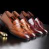 China Round Toe Mens Leather Penny Loafers Tasseled Vamps Mens Brown Leather Shoes factory