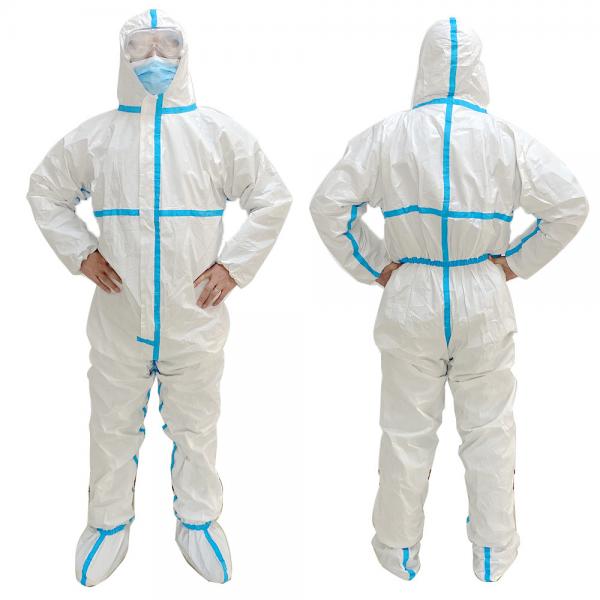 Quality Non Woven White Disposable Microporous Coveralls Waterproof Chemical Protective Suit for sale