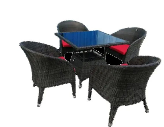 China Hotel garden dining room furniture wicker rattan patio furniture set resort plastic outdoor dining set---8001A factory