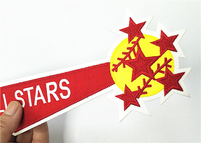 China Red Yellow Football Team Patches Bright Color For Letterman Jackets factory