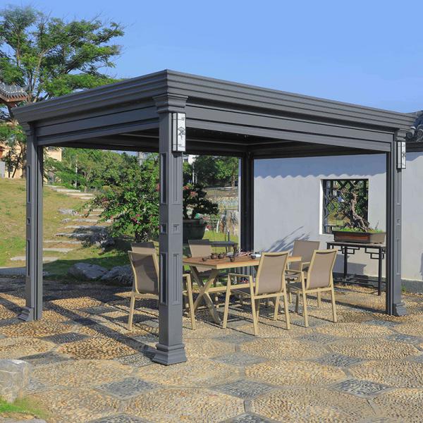 Quality 6x4m Metal Roof Gazebo Villa Yard Electric Flip Louvers Modern Aluminum Pergola for sale
