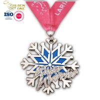 China Blank Zinc Alloy Marathon Run Snowflake Shape Sports Soft Enamel Medal With Ribbon factory
