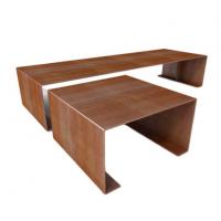 China Height 40cm Outdoor Rusty Red Corten Steel Park Bench With Optinal Stool factory