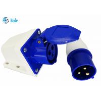 Quality 220-250V 16A Industrial Connector Male And Female Single Phase 2P+E Blue Color for sale