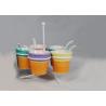 China Customized Ceramic Houseware Mini Ice Cream Cups With Spoon / Metal Rack factory