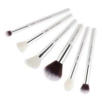 China Long Wearing 6pcs Makeup Brush Set White / Silver for Cheek Cream Blush for sale
