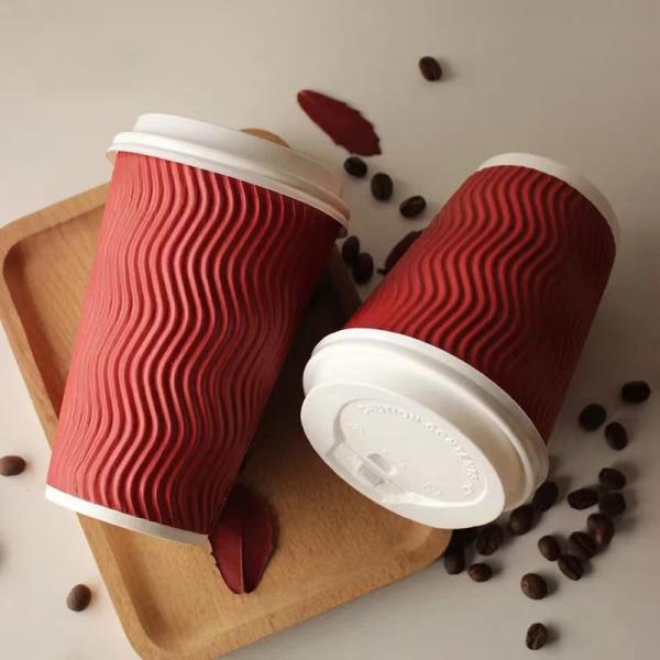 Quality Coffee Compostable Double Wall Cups , Printed Ripple 8 Oz Insulated Paper Cups for sale
