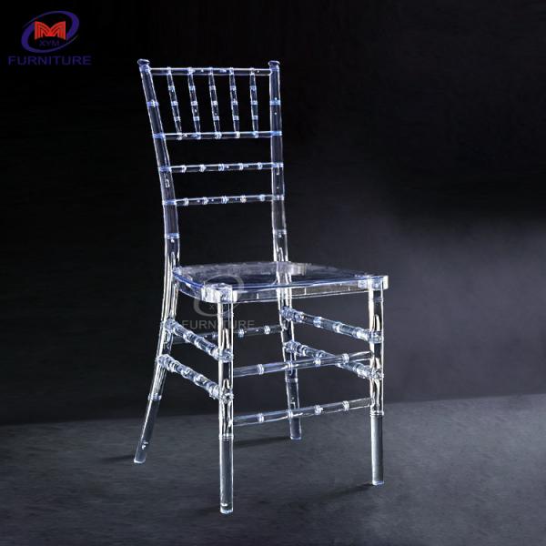 Quality Crystal Wedding Hall Resin Chiavari Chair Plastic Clear Color for sale
