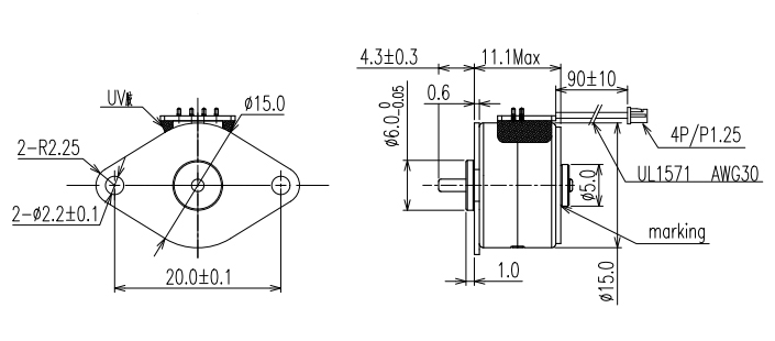 18 Degree Step Angle Pm Stepper Motor 5v Voltage 15mm Diameter for ...