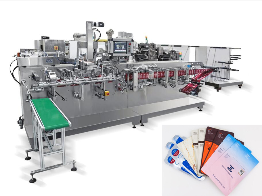 China High Speed Facial Mask Making Machine With Cutting Folding Packing Function factory