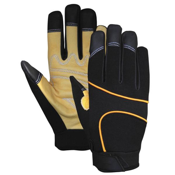 Quality Durable Leather Palm Mechanics Wear Gloves High Abrasion CE Certified for sale