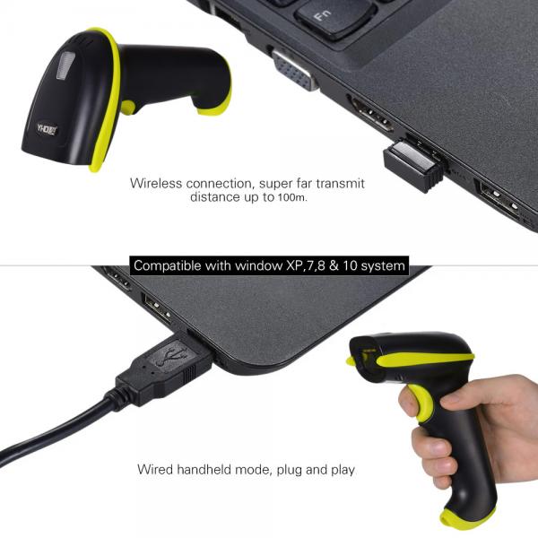Quality Laser Hand Held 1D Barcode Scanner Reader 2.4G Cordless YHD-5700LW for sale