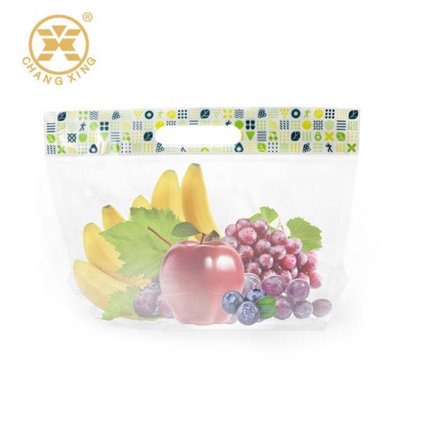 Quality 0.5kg Fruits Vent Stand Up Zipper Pouch Clear Plastic Bags For Packaging With Handle Zipper for sale