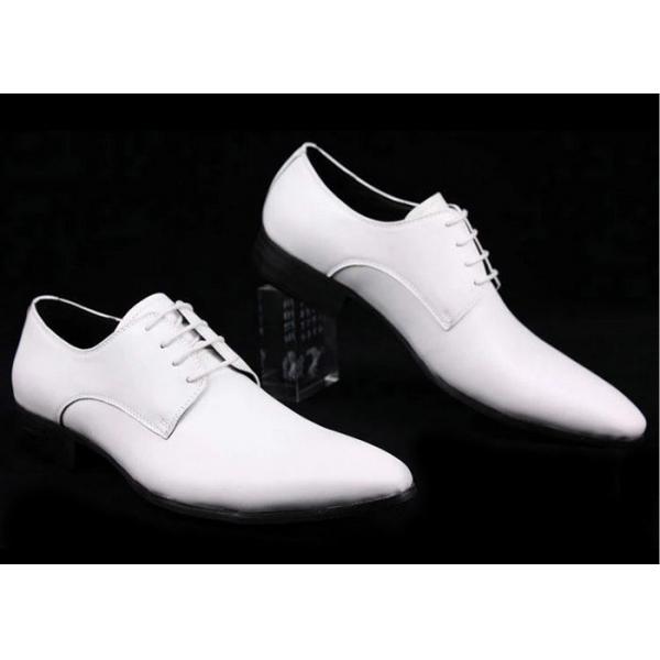Quality White Leather Men'S Wedding Dress Shoes Comfortable / Breathable / Warm With Calfskin for sale