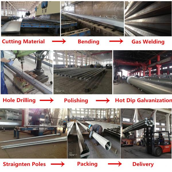 Quality Low Voltage Round steel pole 25 years Warrantly 18M Hot Dip Galvanization steel for sale