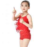 China Cheerful Fringe Top Sequin Shorts Children'S Dance Costumes Tassel Outfits factory