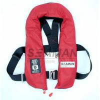 China EC / MED Approval 150N Orange Red Double Air Chamber Inflatable Life Jacket With Harness factory