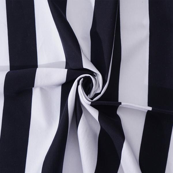 Quality Comfortable Black Stripe Fabric Mercerized Cotton Skin Friendly Texture for sale