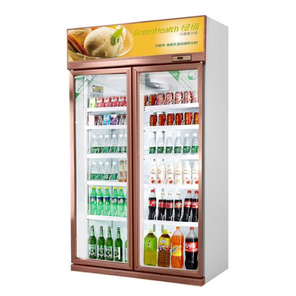 Quality Customize Champagne Gold Commercial Display Cold Drink Freezer For Restaurant / Supermarket for sale