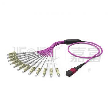 Quality 12 Fibers Duplex MPO Breakout Cable MPO-LC/SC/FC/ST Multimode 50/125 3.0mm LSZH for sale