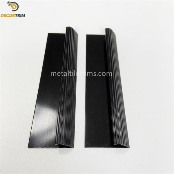 Quality Decorative Aluminum Transition Strips For Carpet Shiny Black Fluted for sale