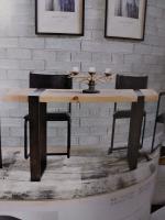 China Modern Dining Room Tables Furniture , Wooden Kitchen Dining Tables Metal Frame factory