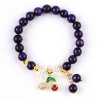 China Sparkling Cherry Purple 8mm Tiger Eye Bead Bracelet For Daily Wear factory
