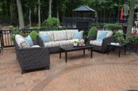 China WF-15282 all weather PE rattan sofa set with white waterproof cushion factory