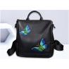 China Fashion Institute Ladies Leather Backpack For Women , Butterfly Embroidery Printing factory