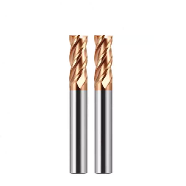 Quality Square Solid Carbide End Mill HRC55 Degree Bronze Color Coating 4 Flutes for sale