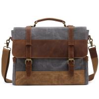 China Canvas Vintage Retro Mens Leather Laptop Bag 15.6 Inch for sale