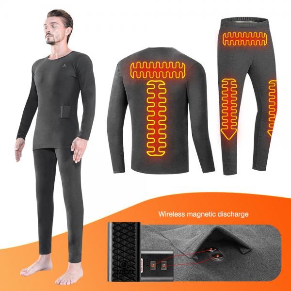 Quality Winter Electric Heated Underwear Set Fleece Thermal Tops Pants Ski Heating Body Suit for sale