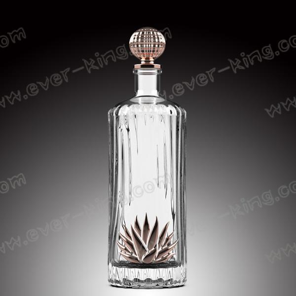 Quality New Design Luxury 700ml Tequila Glass Bottle With Glass Cap for sale